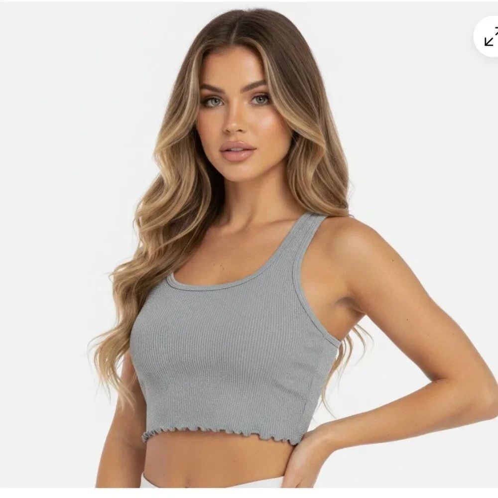Spiritual Gangster Silver Gray Amor Shimmer crop tank size m/l NWT